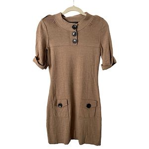 Banana Republic Tan Short Sleeve Sweater Dress in 100%‎ Extra Fine Merino Wool